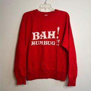 Vintage 80s Christmas Red 'Bah Humbug' Sweatshirt (L)